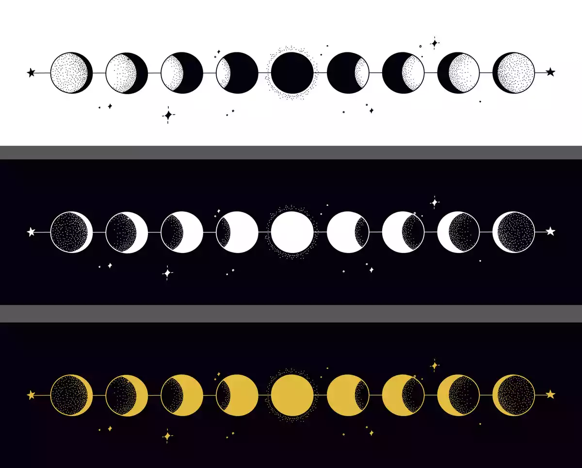 Las fases de la Luna en diferentes colores