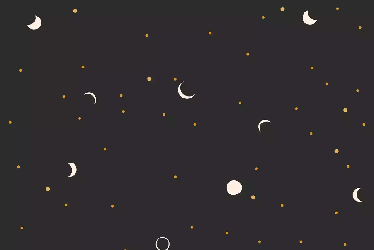 Imagen de un cielo con lunas y estrellas