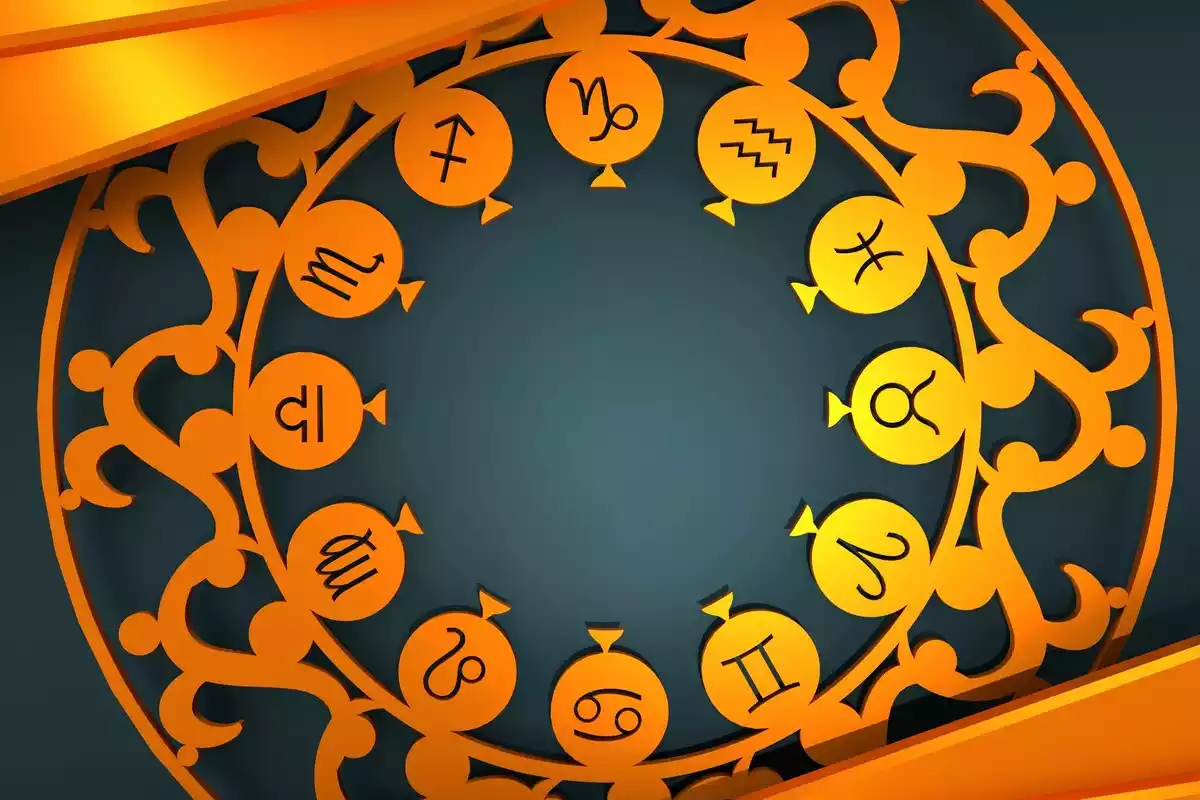Los signos del horóscopo en un círculo naranja