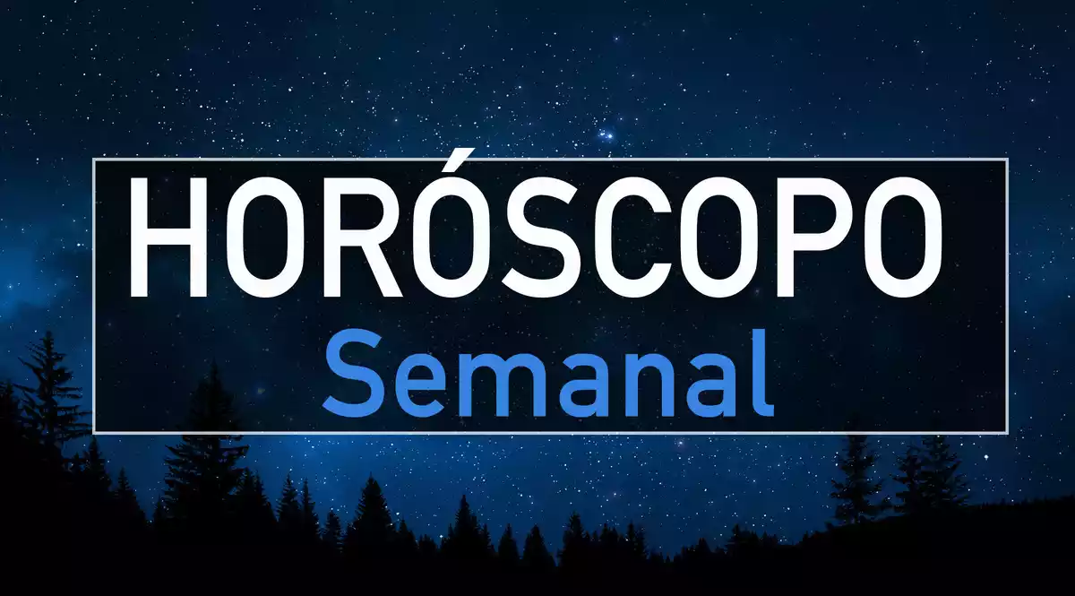 Horóscopo Semanal en recuadro negro sobre fondo de noche
