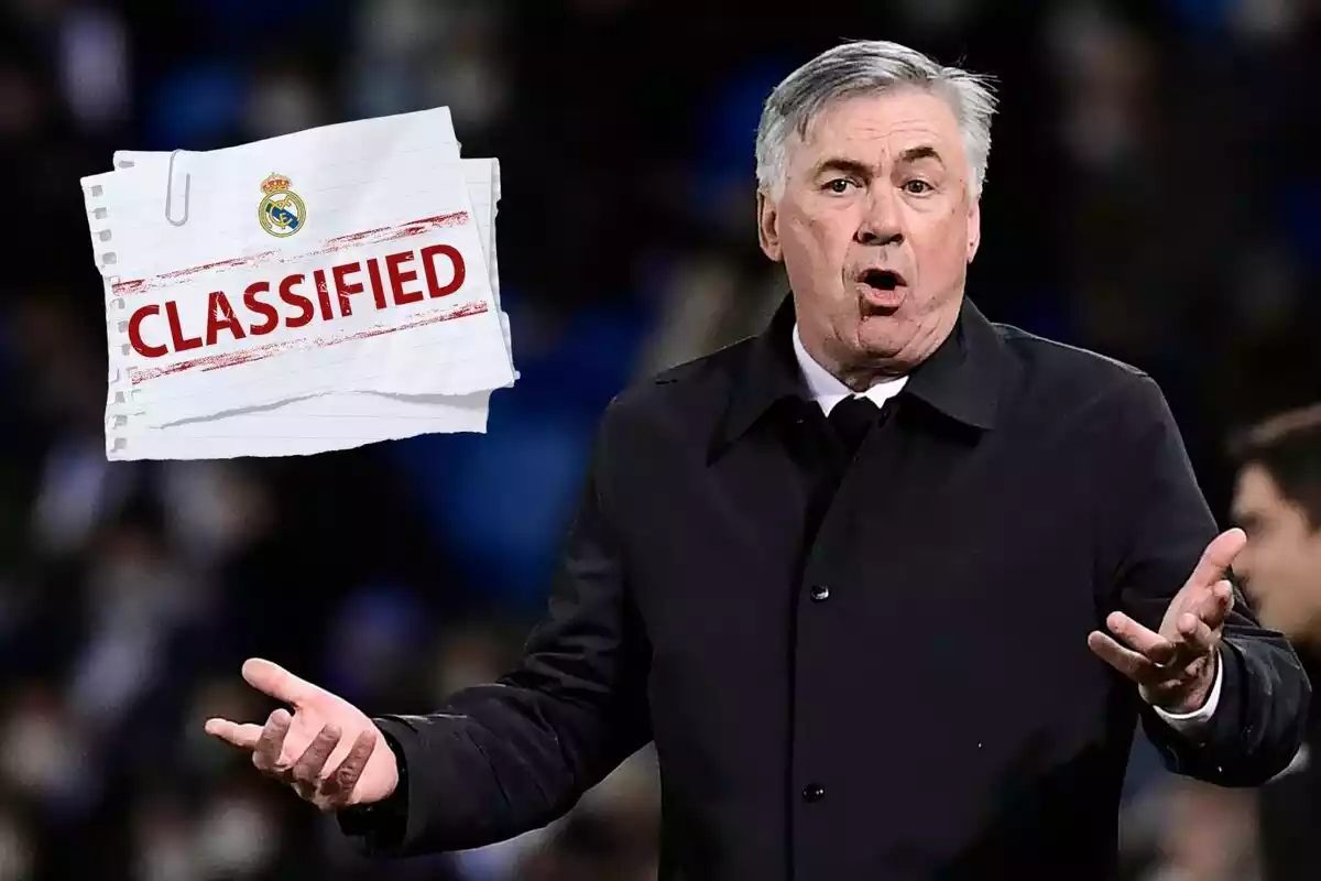 Carlo Ancelotti, entrenador del Real Madrid en un montaje