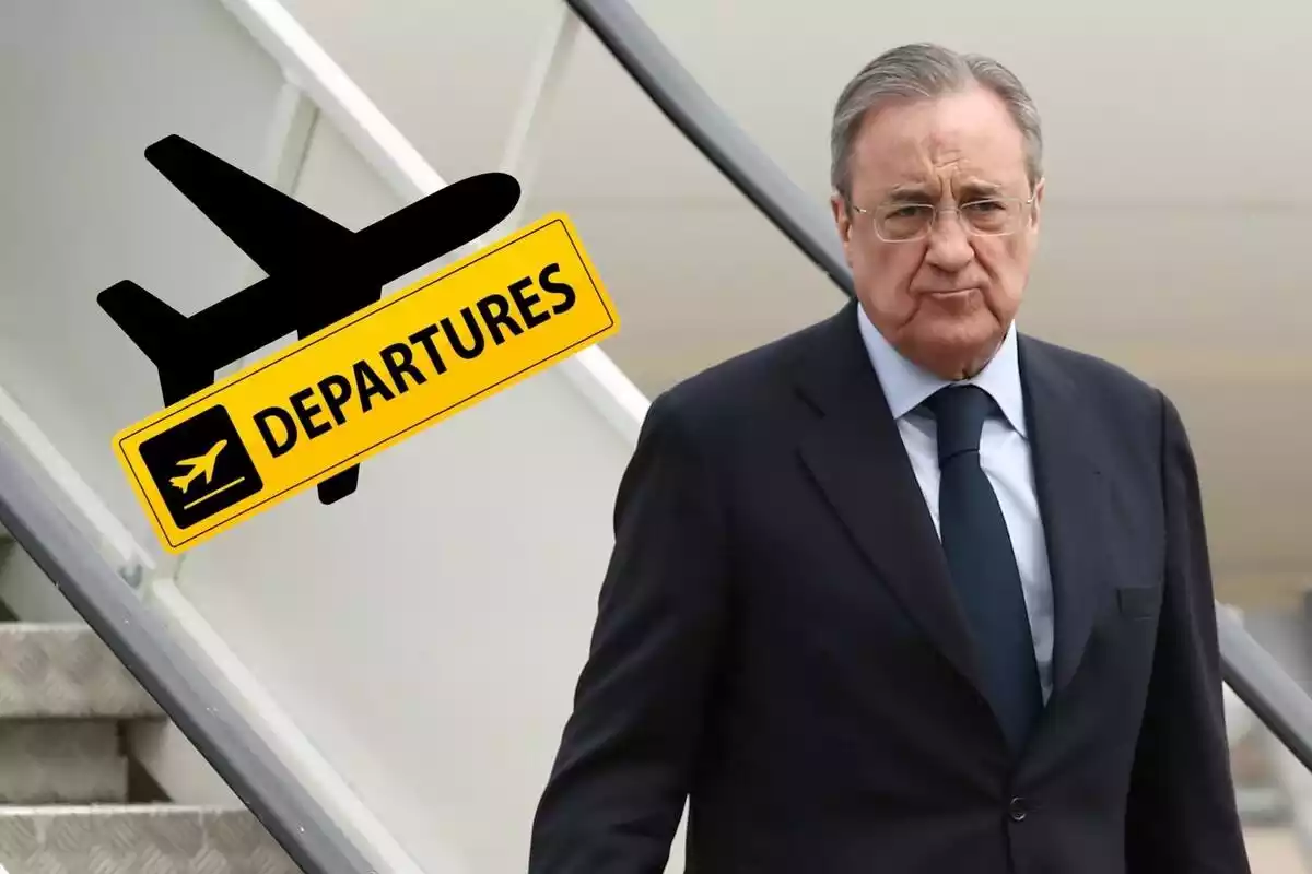 Florentino Pérez bajando de un avión