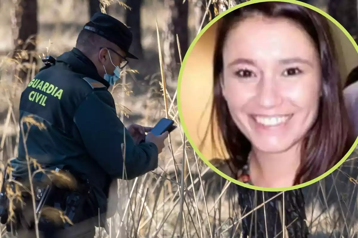 Montaje en el que aparece un Guardia Civil en el operativo de búsqueda de Esther López
