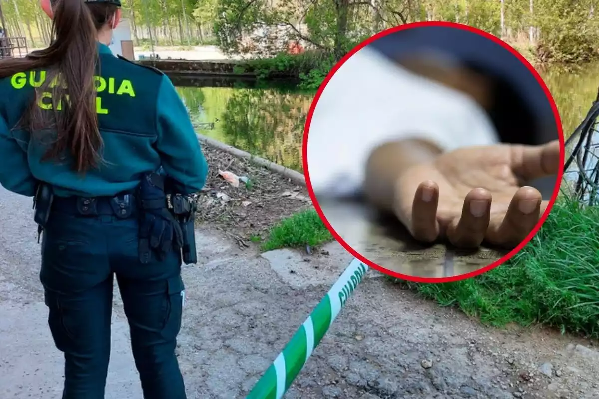 Montaje de fotos de la guardia civil de Benavente y la mano de un cadáver